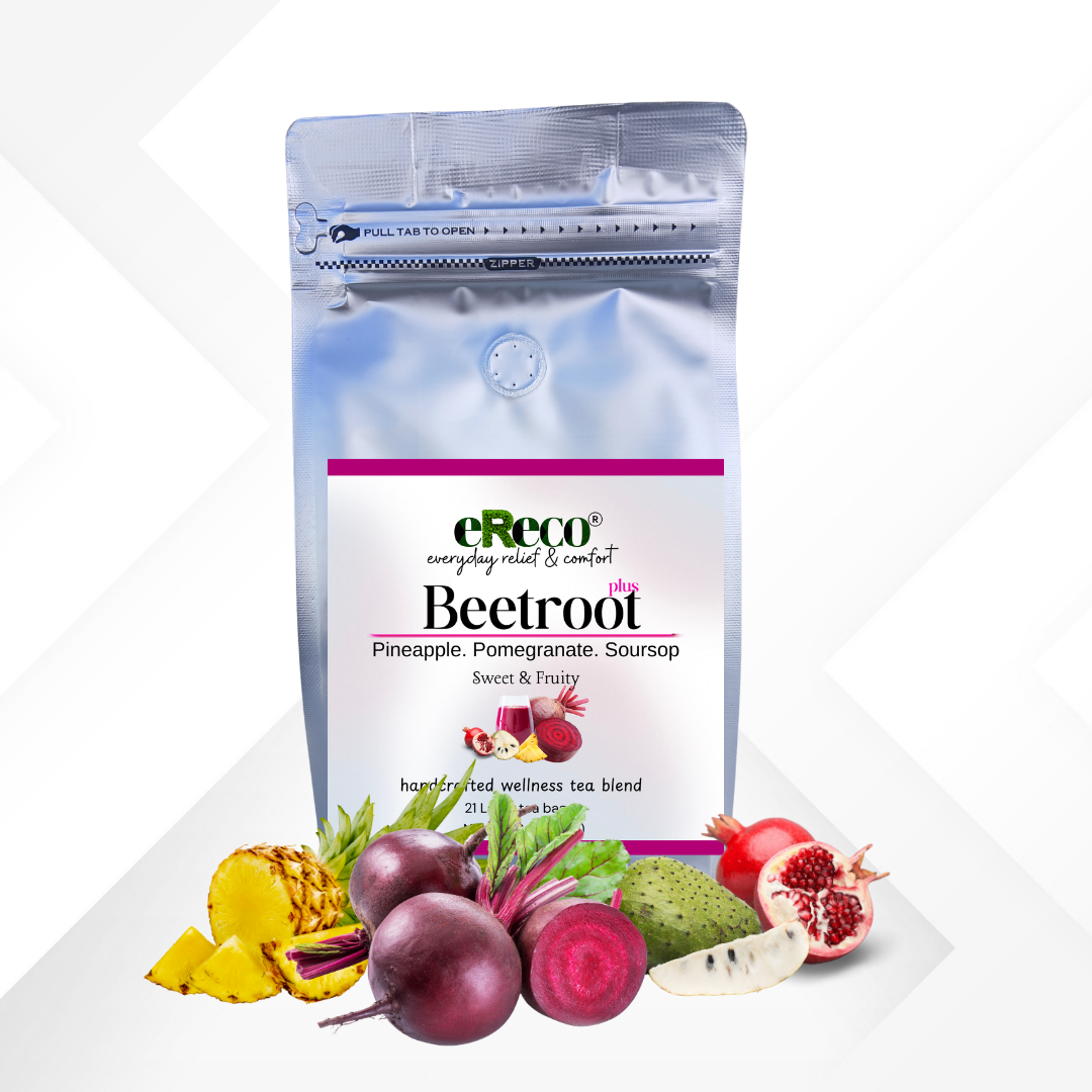ERECO Beetroot Energy Tea Blend with Pomegranate, Soursop & Pineapple.
