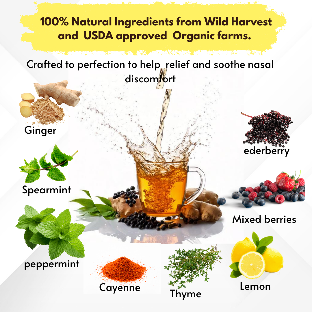 ERECO Natural Cold Relief Tea Blend, with Ginger Mint and Elderberry
